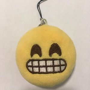 Mini Plush Emoji Keychain Backpack Charm Yellow Smiling Face Cute Happy String
